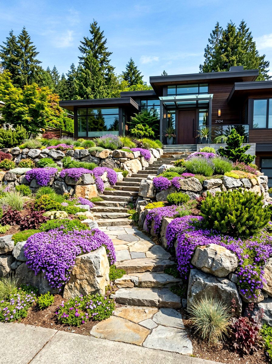 Sloping Front Yard Rockery - 30 rock garden ideas