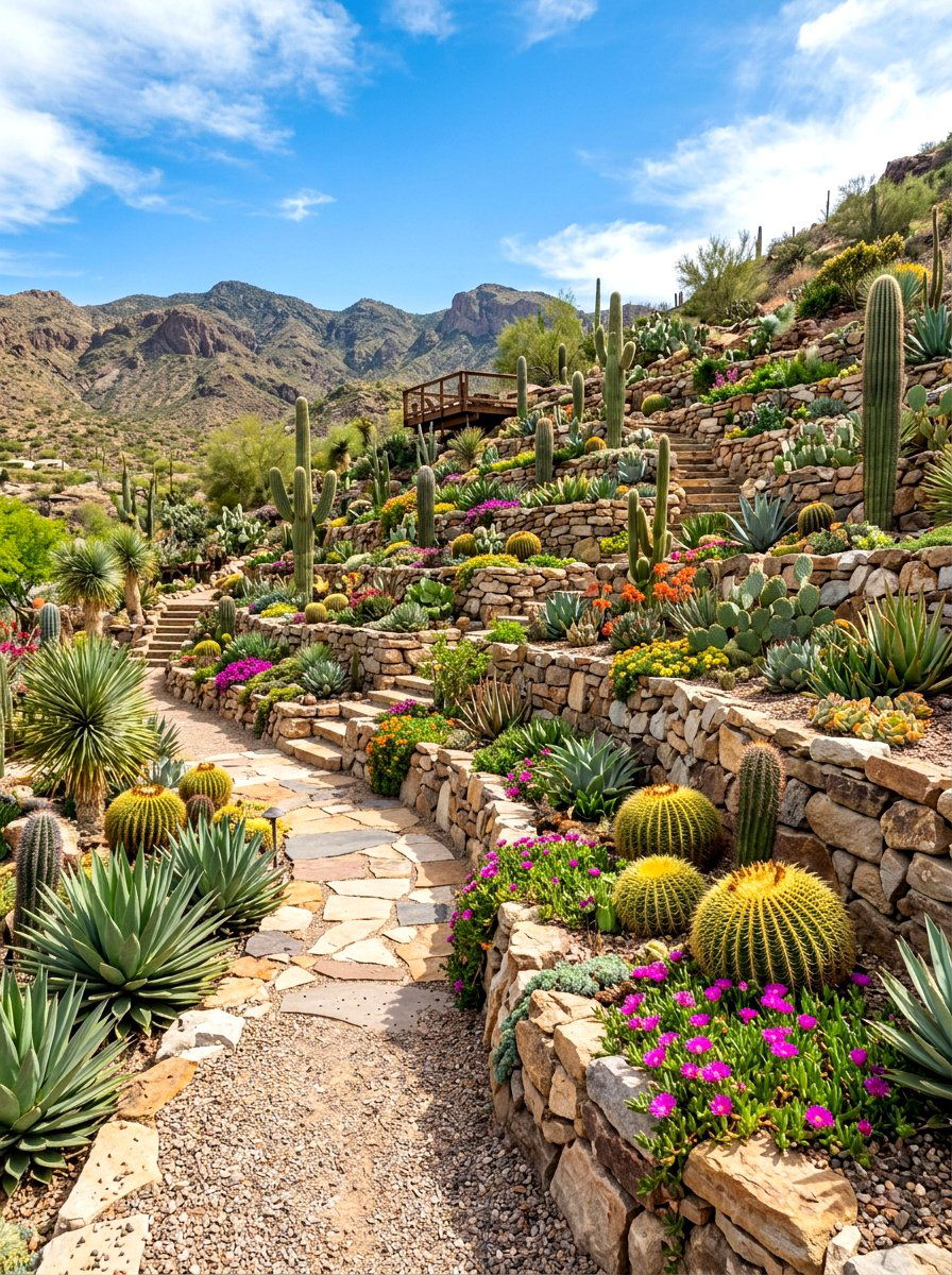 Sloping Rock Garden - 30 cactus garden ideas
