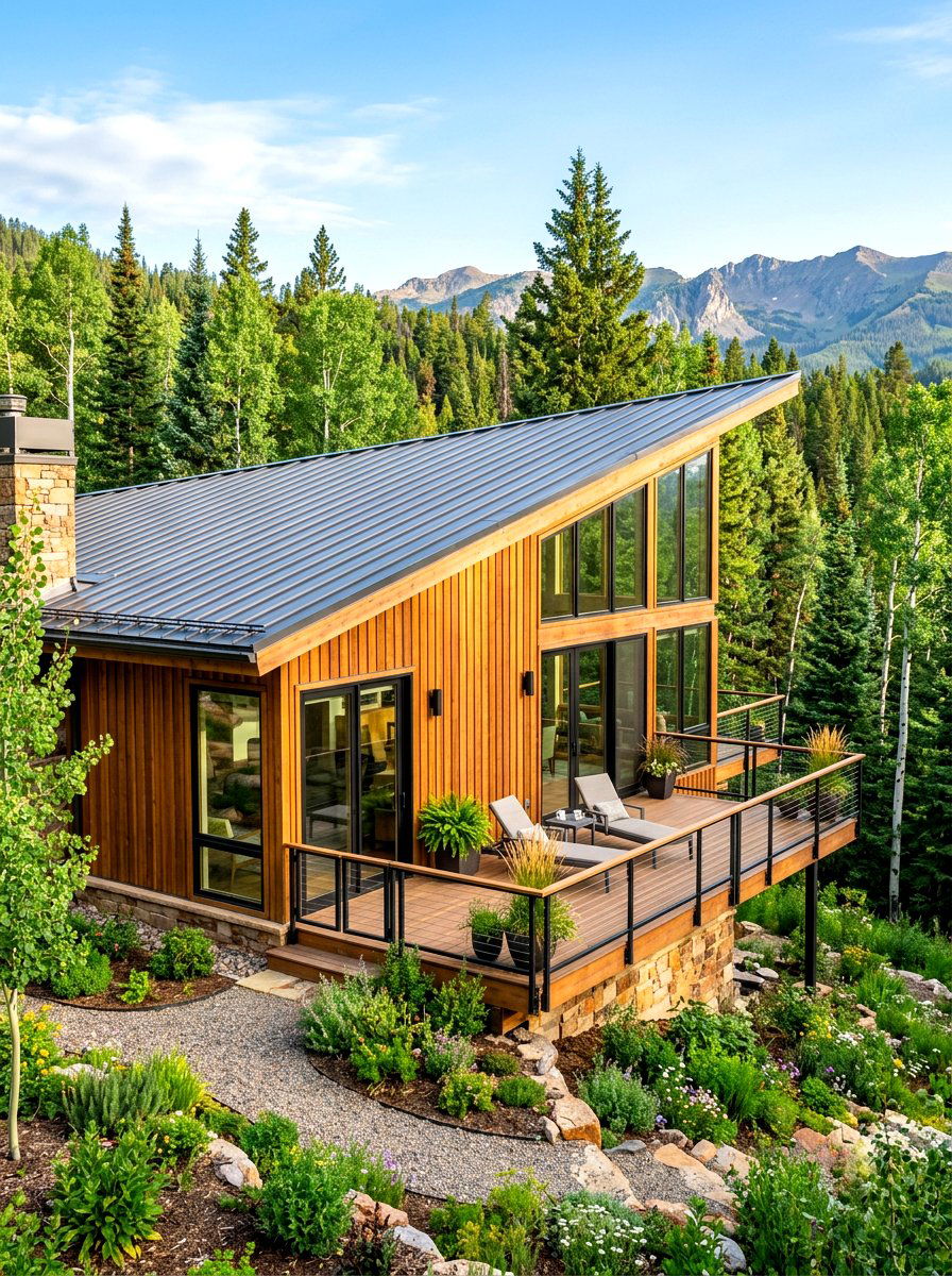 Sloping Roof Mountain Home - 30 mountain house exterior ideas