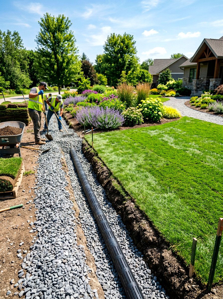 Slotted Pipe - 30 drainage landscaping ideas