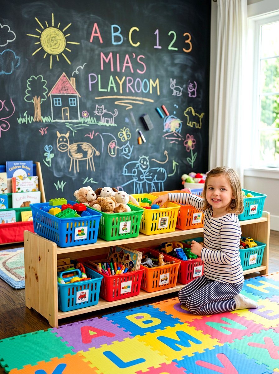 Slotted Storage Bin - 30 playroom storage ideas