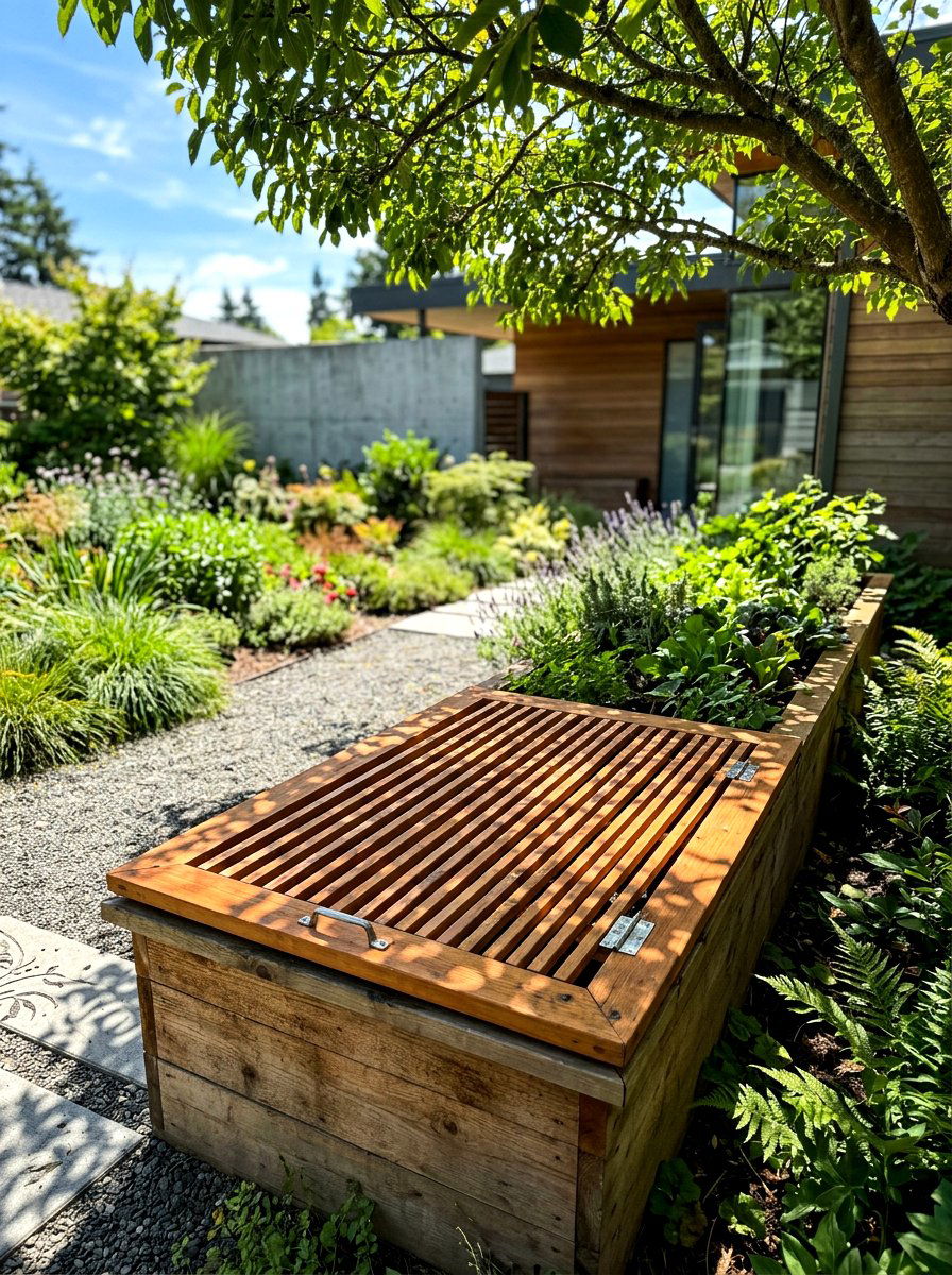 Slotted Wood Garden Lid - 30 raised bed cover ideas