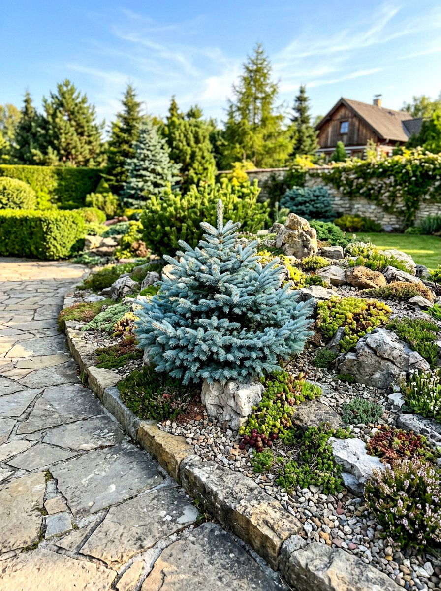 Slow Growing Conifer - 30 low maintenance patio garden ideas