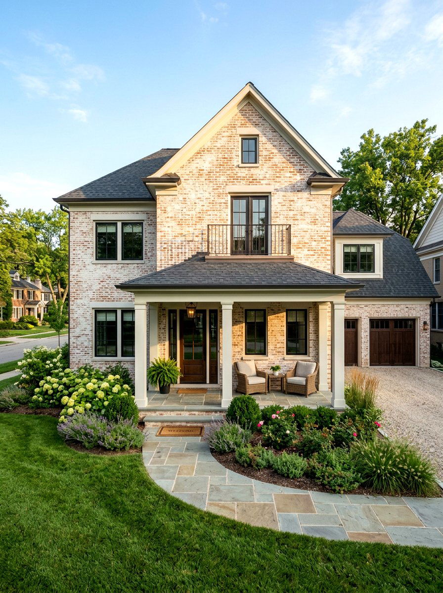Slurry Finish Brick Home - 30 limewashed brick exterior ideas