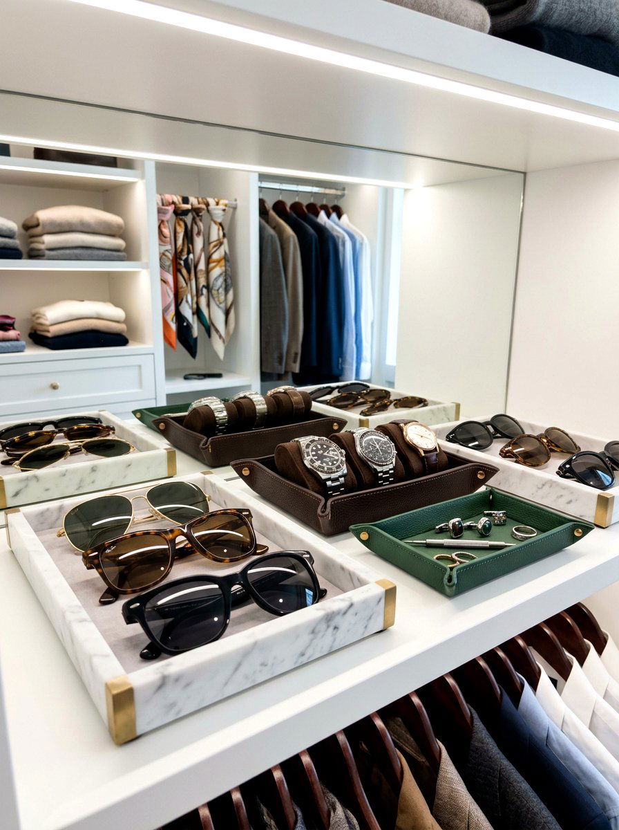 Small Accessory Trays - 30 organizing small closets ideas