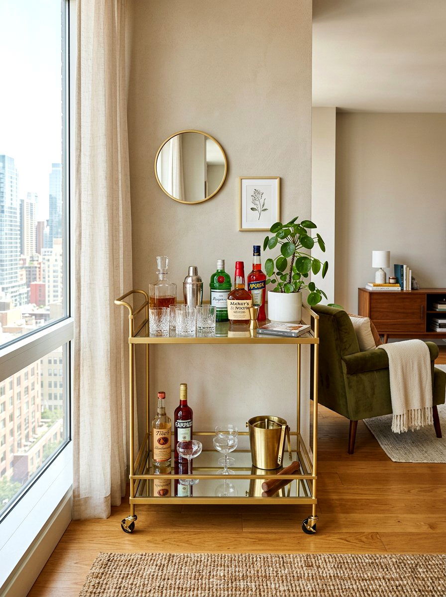 Small Apartment Bar Cart - 30 cocktail corner ideas