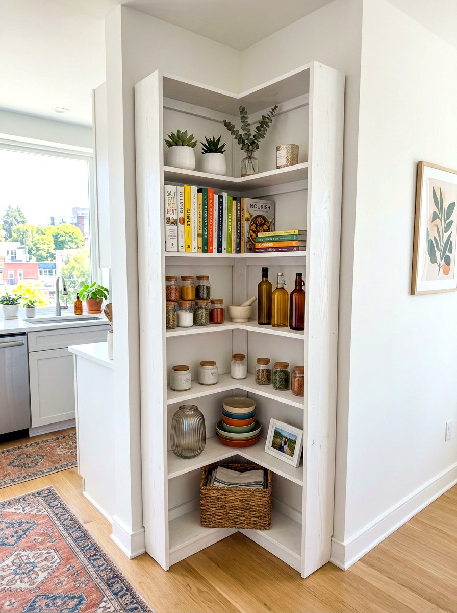 Small Apartment Corner Shelf - 30 aesthetic bookshelf styling apartment ideas