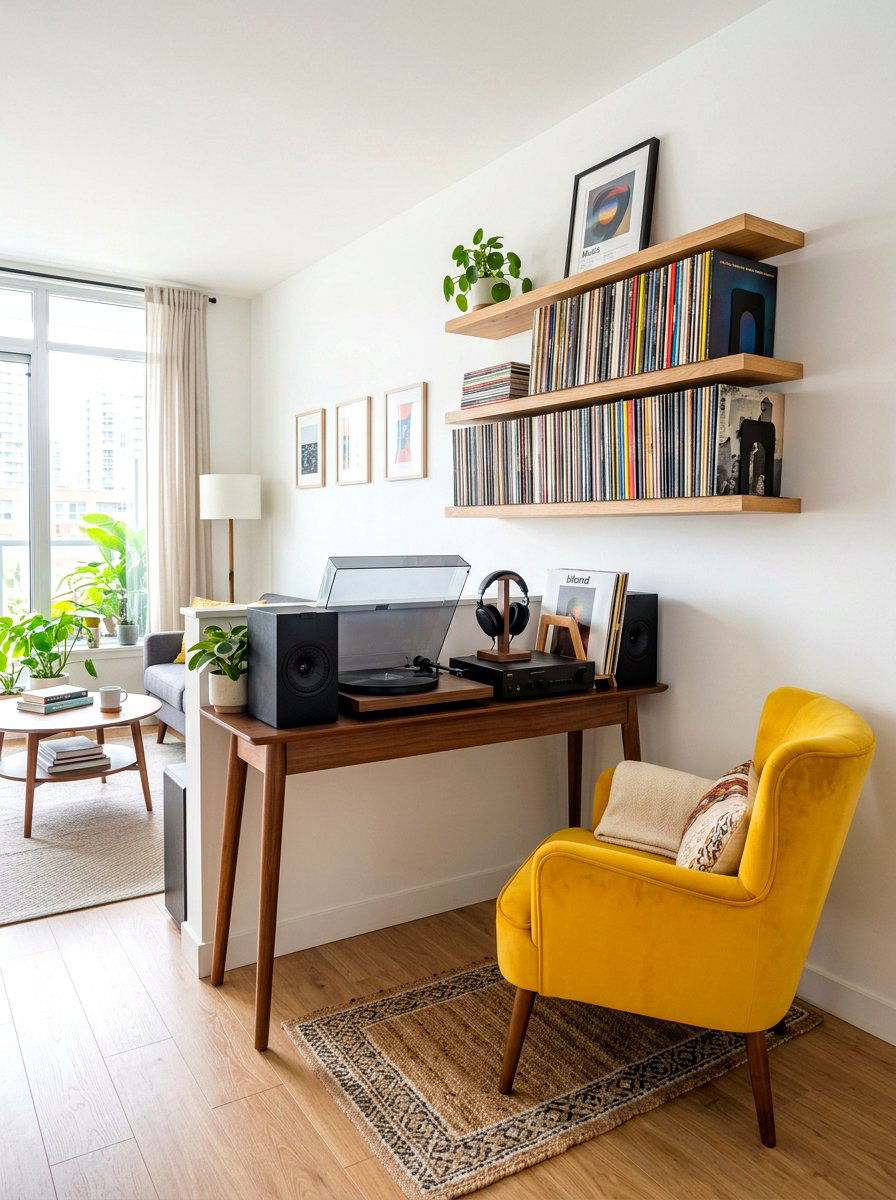 Small Apartment Music Corner - 30 listening lounge ideas