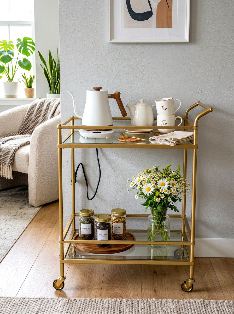 Small Apartment Tea Cart - 30 tea nook ideas