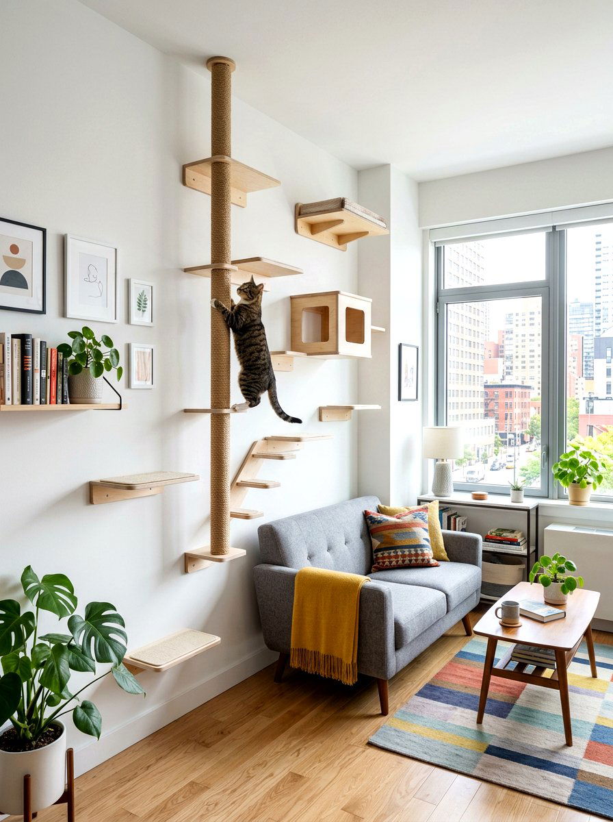 Small Apartment Vertical Cat Wall - 30 cat shelf wall ideas