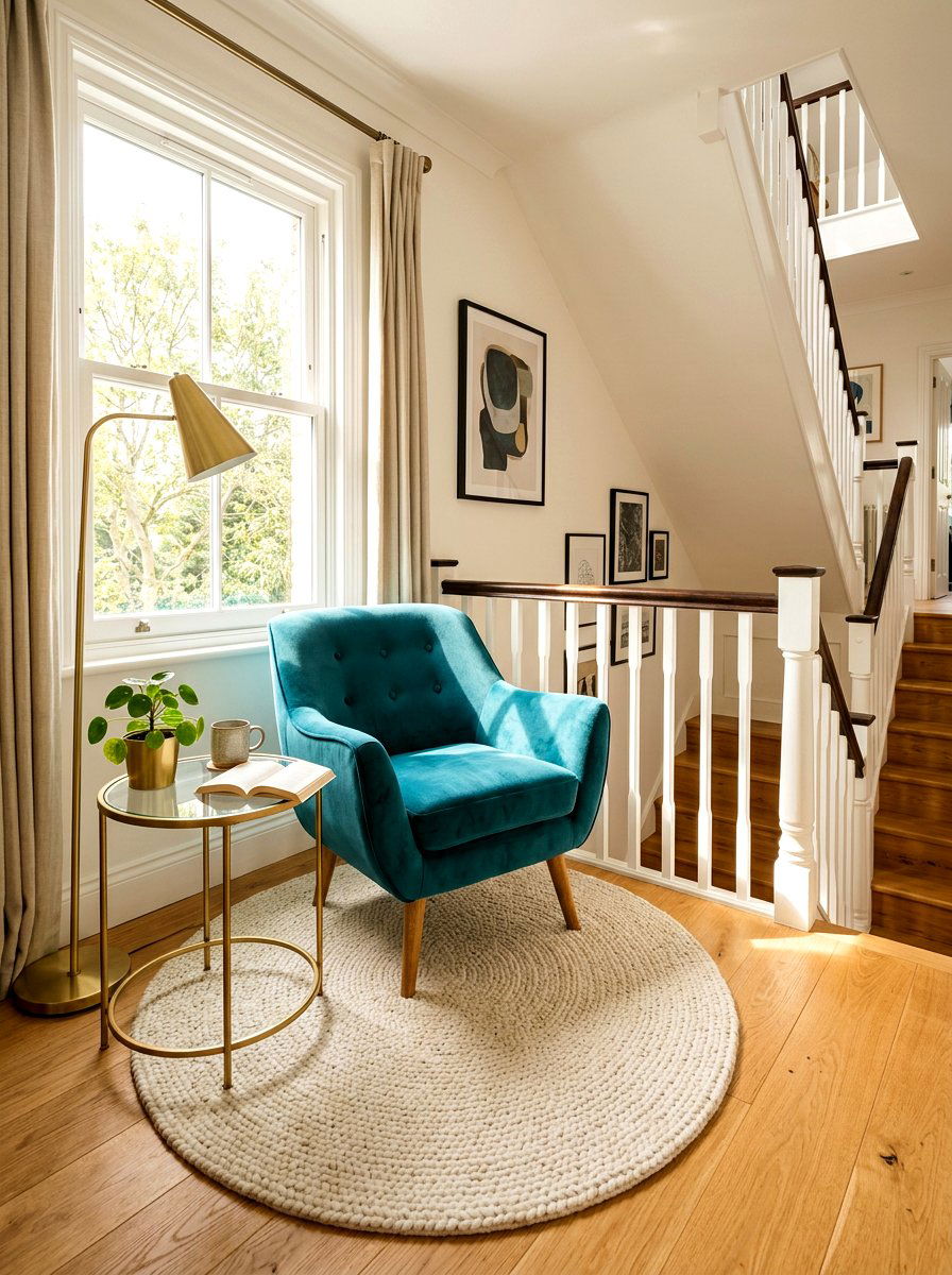 Small Armchair Landing - 30 landing reading nook ideas