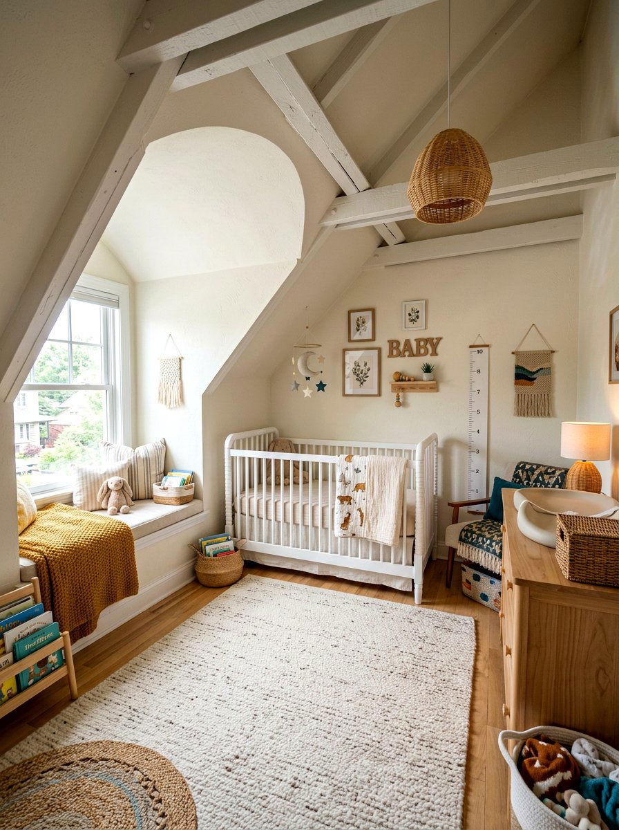 Small Attic Nursery - 30 small nursery layout ideas