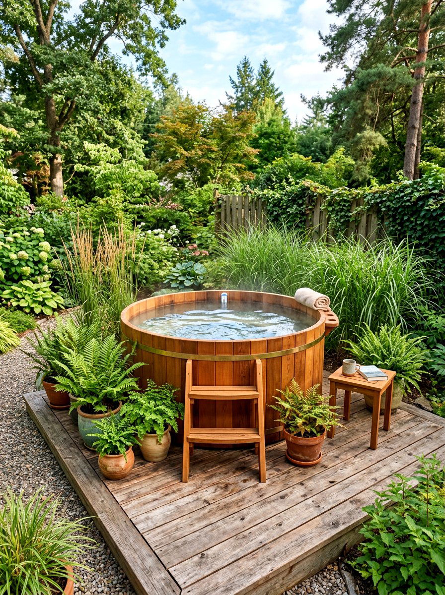 Small Backyard Cedar Spa - 30 spa patio retreat ideas