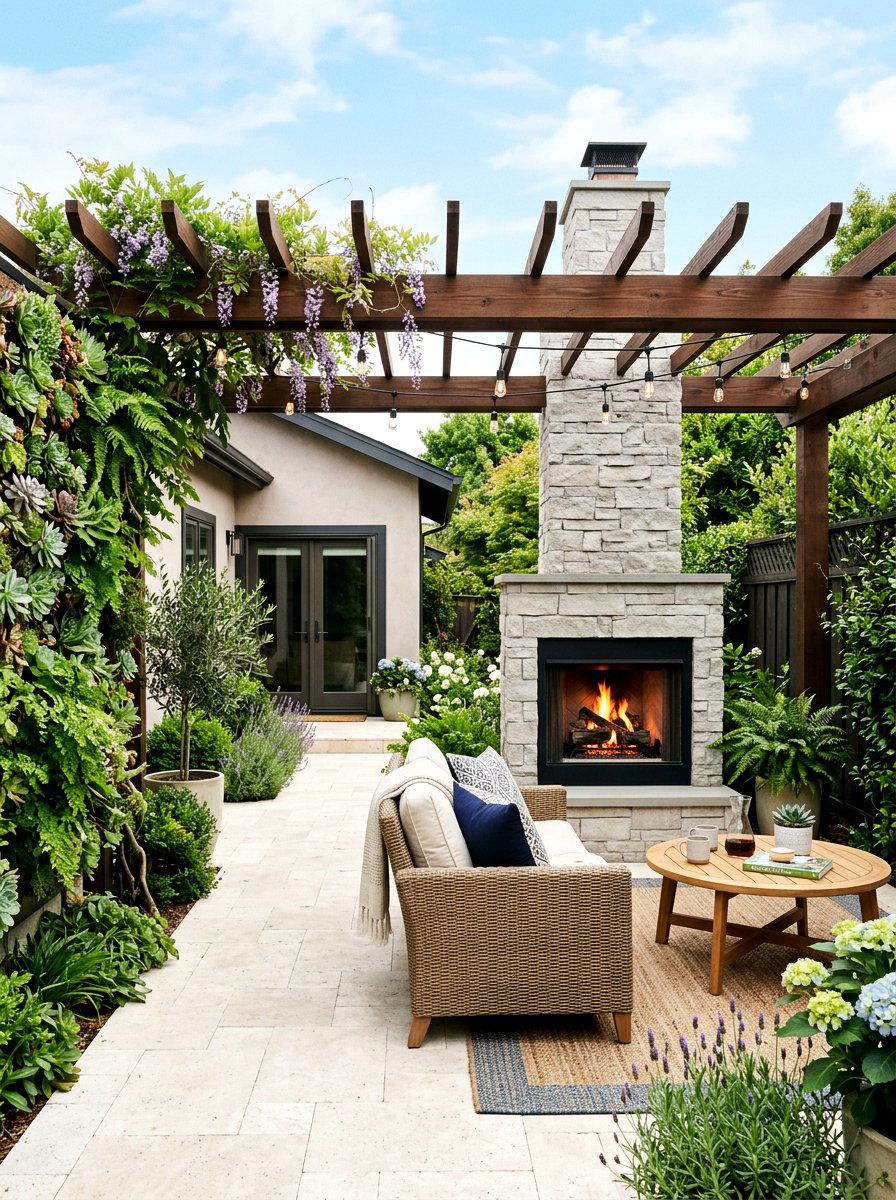 Small Backyard Pergola Compact Fireplace - 30 pergola with fireplace ideas