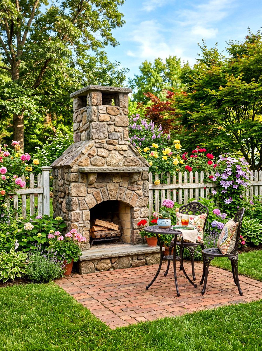 Small Backyard Stone Fireplace - 30 stone outdoor fireplace ideas