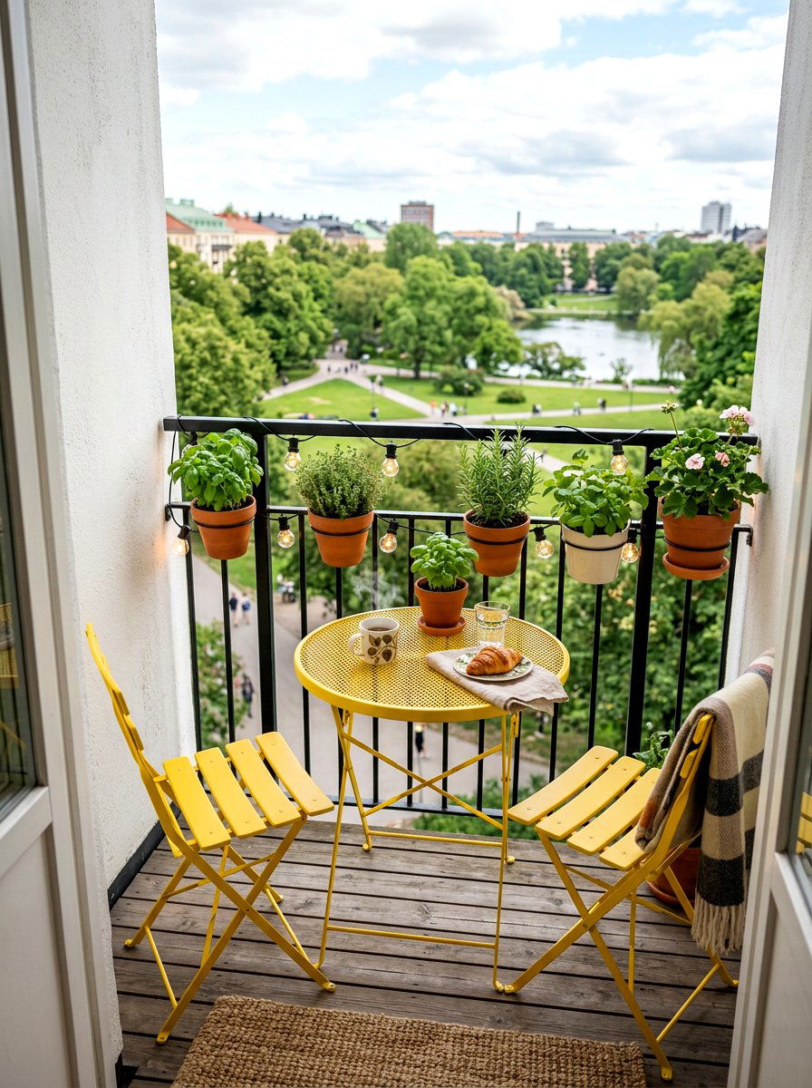 Small Balcony Bistro Set - 30 summer patio hosting ideas