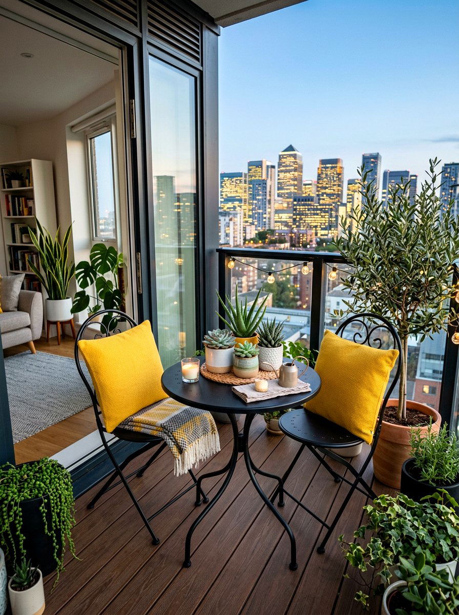 Small Balcony Bistro Set - 30 condo balcony lounge ideas