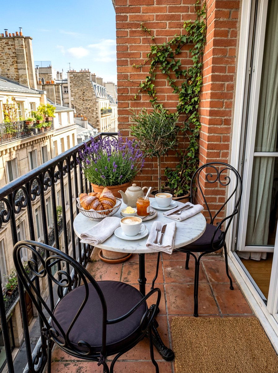 Small Balcony Bistro Table - 30 balcony cafe apartment ideas