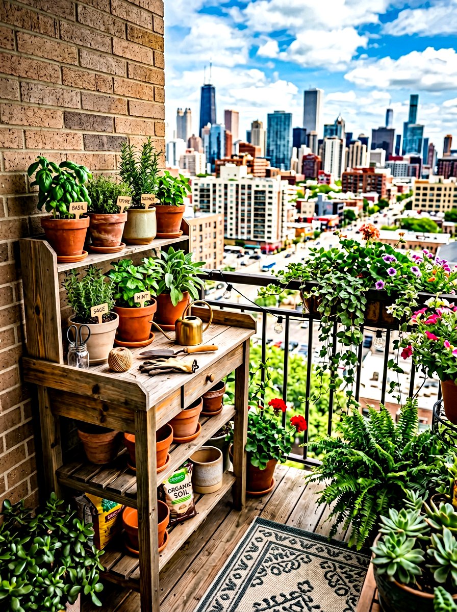 Small Balcony Potting Bench - 30 potting bench ideas