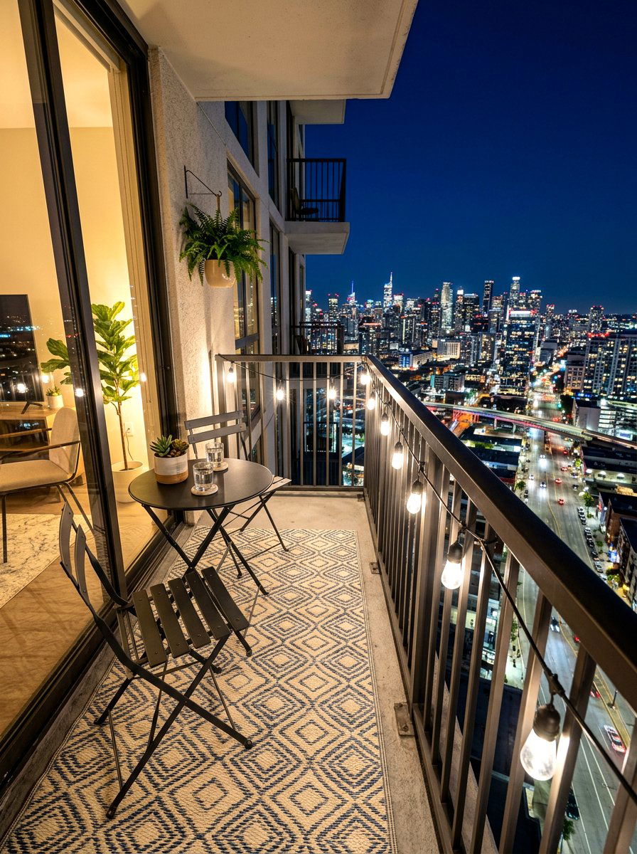Small Balcony String Lights - 30 bistro lights patio ideas