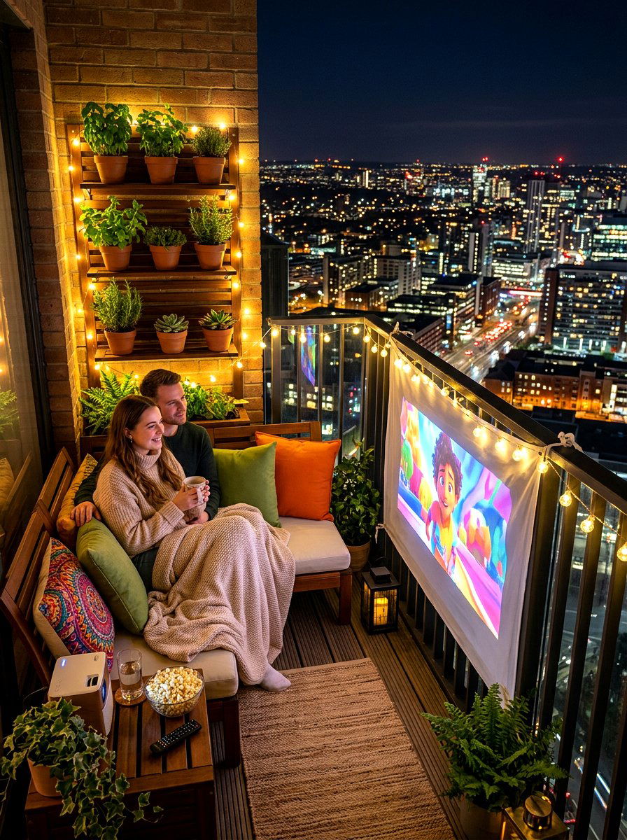 Small Balcony Urban Setup - 30 outdoor movie patio ideas