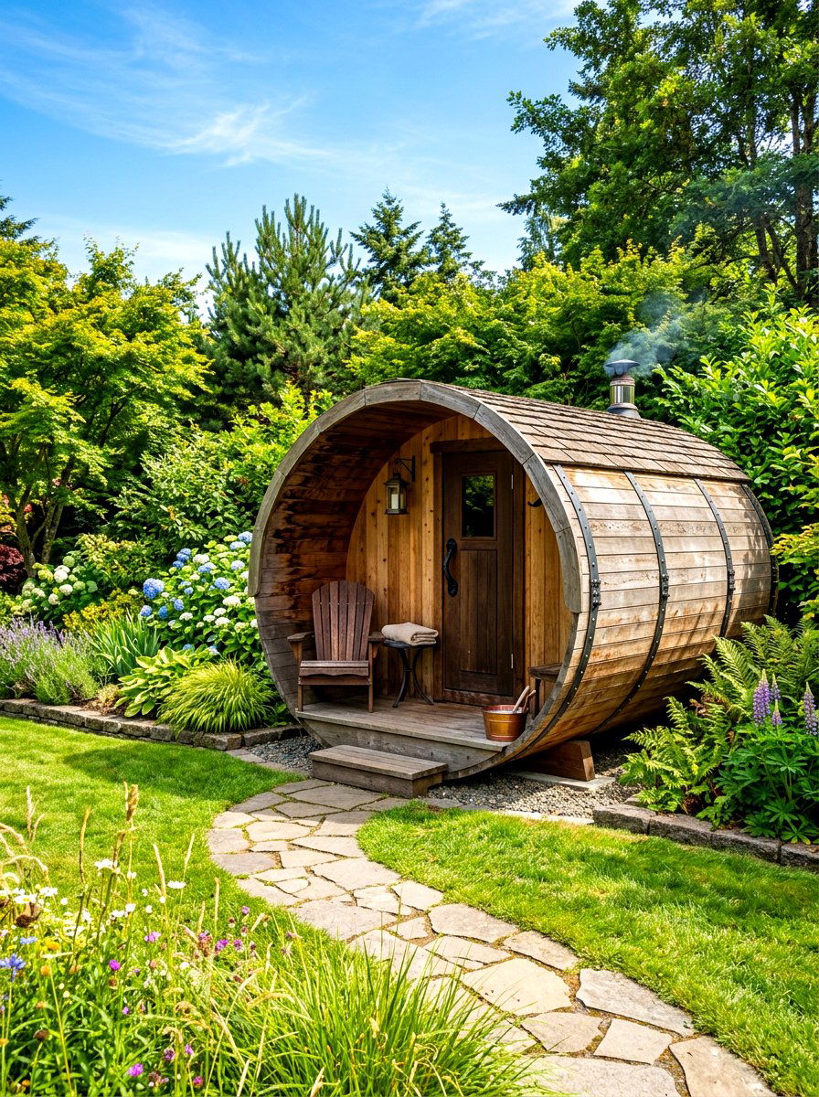 Small Barrel Sauna - 30 sauna shed ideas