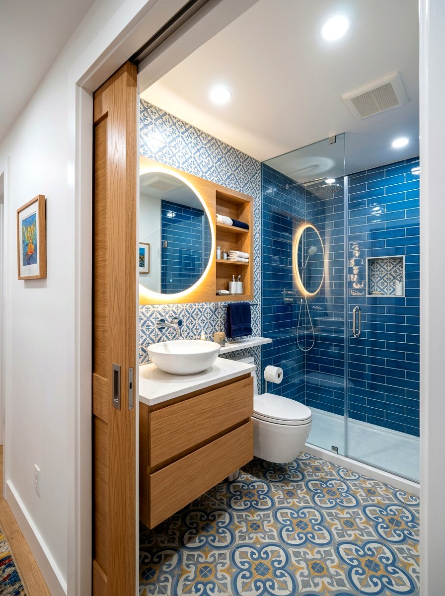 Small Basement Bathroom With Pocket Door - 30 basement bathroom ideas