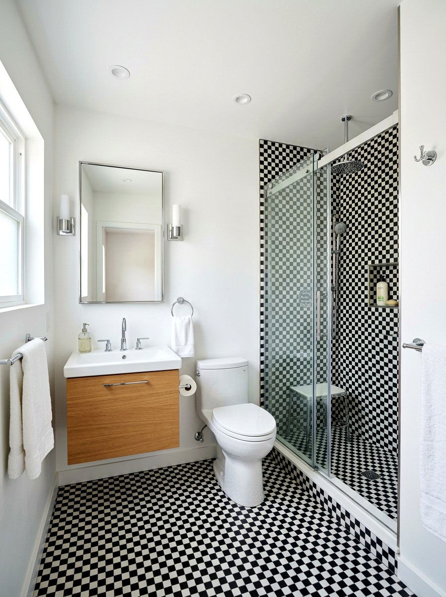 Small Bathroom Checkerboard - 30 checkerboard floor ideas