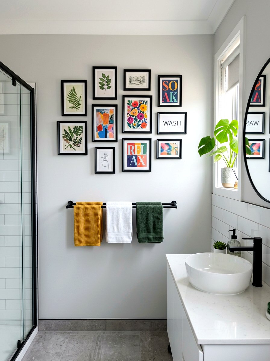 Small Bathroom Gallery Wall - 30 small rental bathroom ideas
