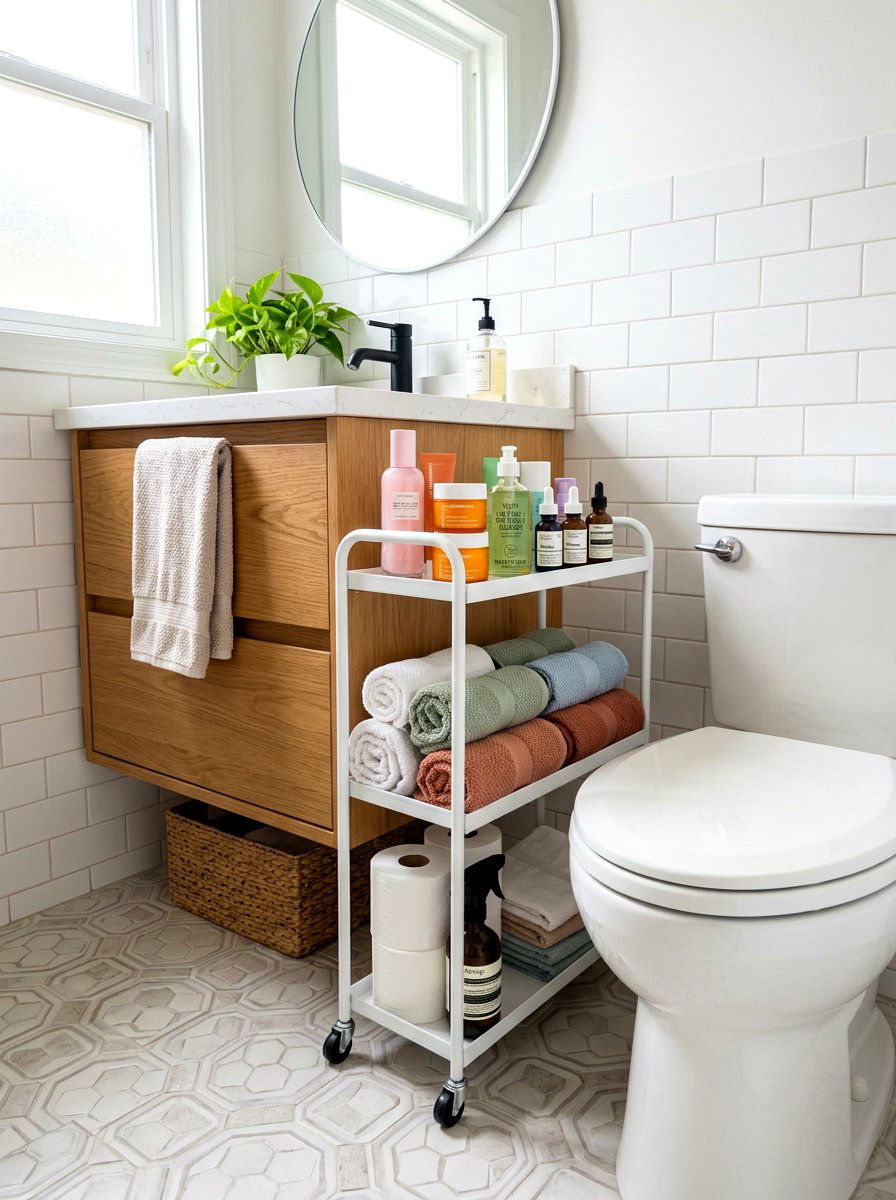 Small Bathroom Rolling Cart - 30 small rental bathroom ideas