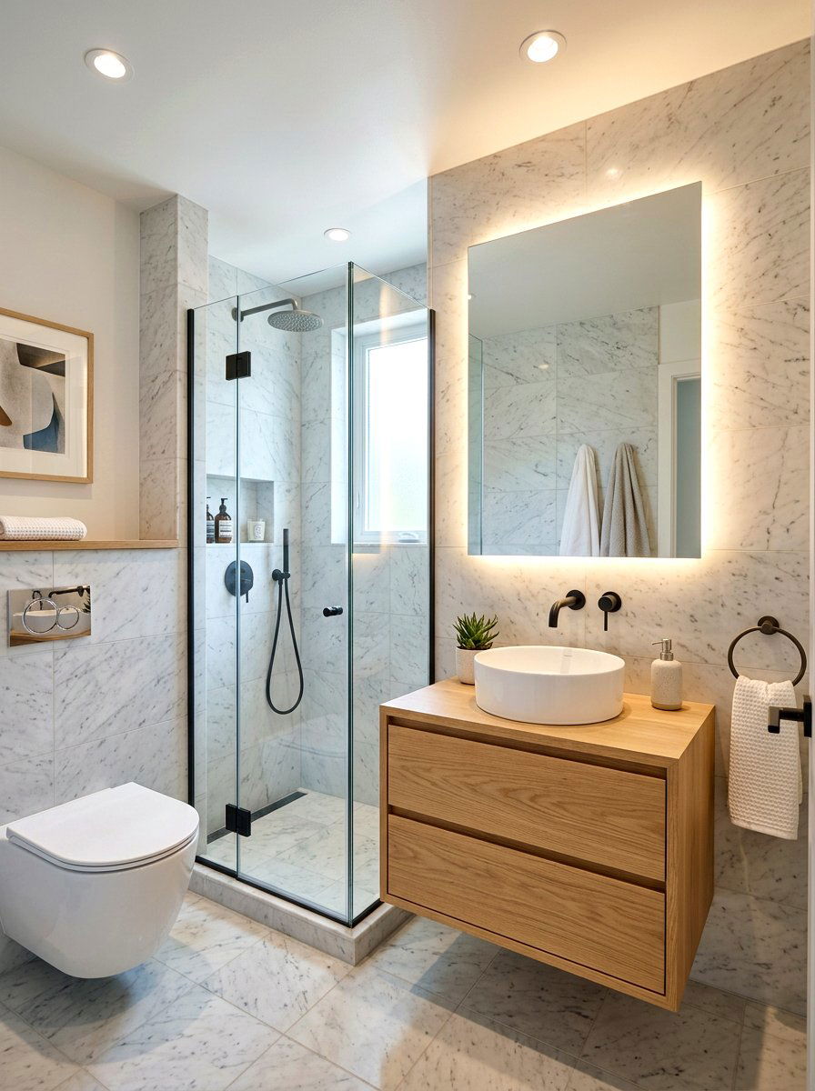 Small Bathroom With Wall Mounted Vanity - 30 micro living ideas