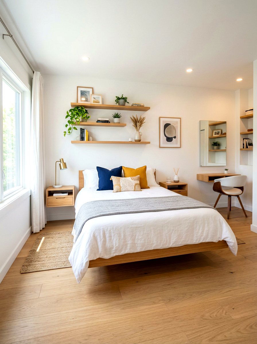 Small Bedroom With Floating Furniture - 30 small master bedroom layout ideas