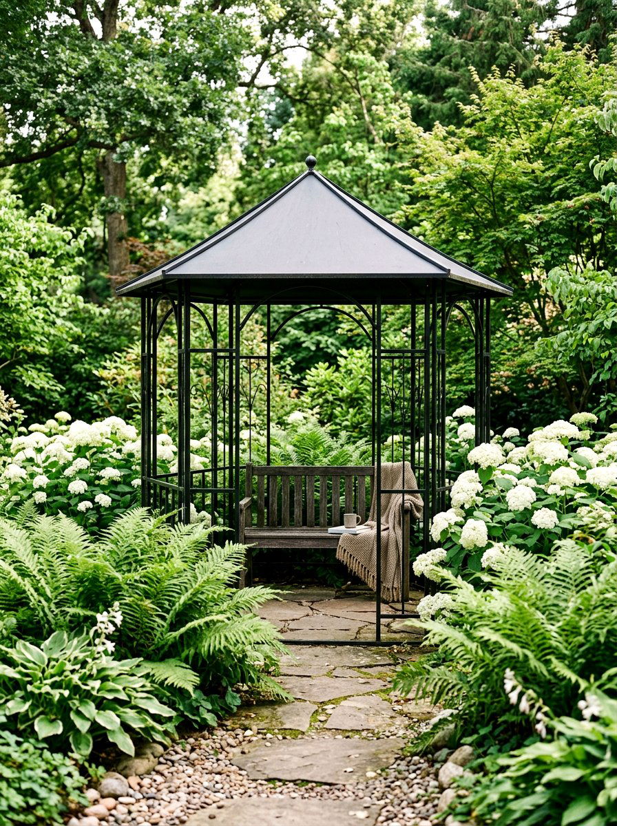 Small Black Garden Pavilion - 30 black pavilion backyard ideas