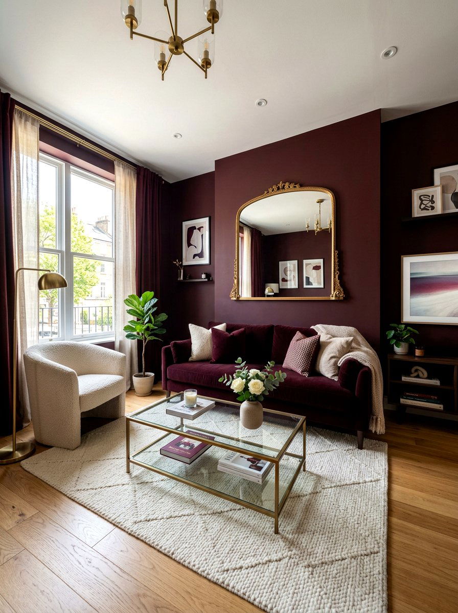 Small Burgundy Space - 30 burgundy living room ideas