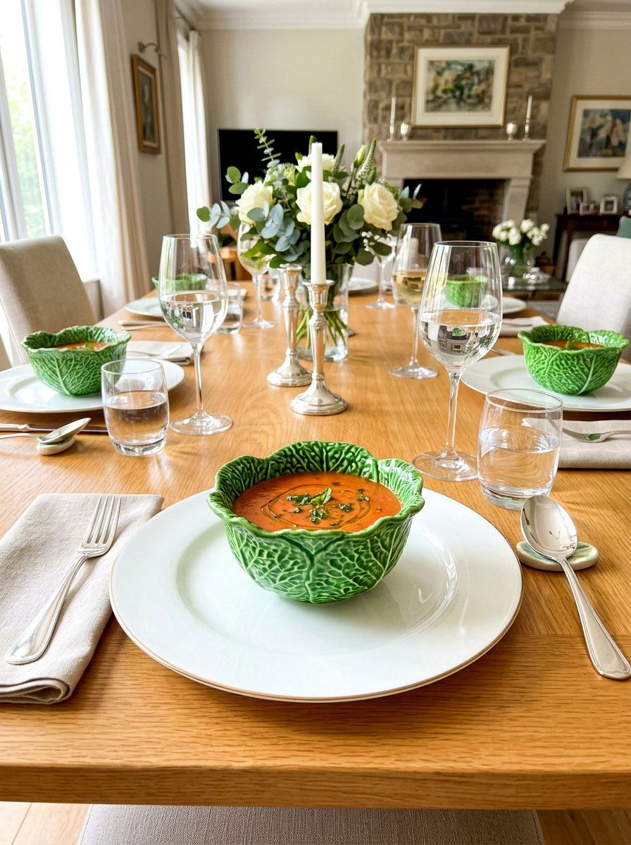 Small Cabbage Bowl Setting - 30 cabbage plate tablescape ideas