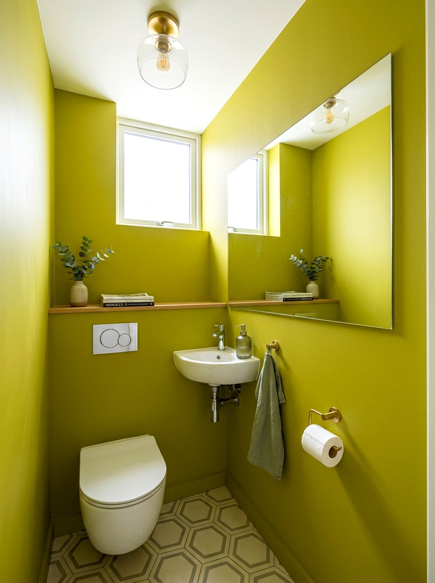 Small Chartreuse Space - 30 chartreuse powder room ideas
