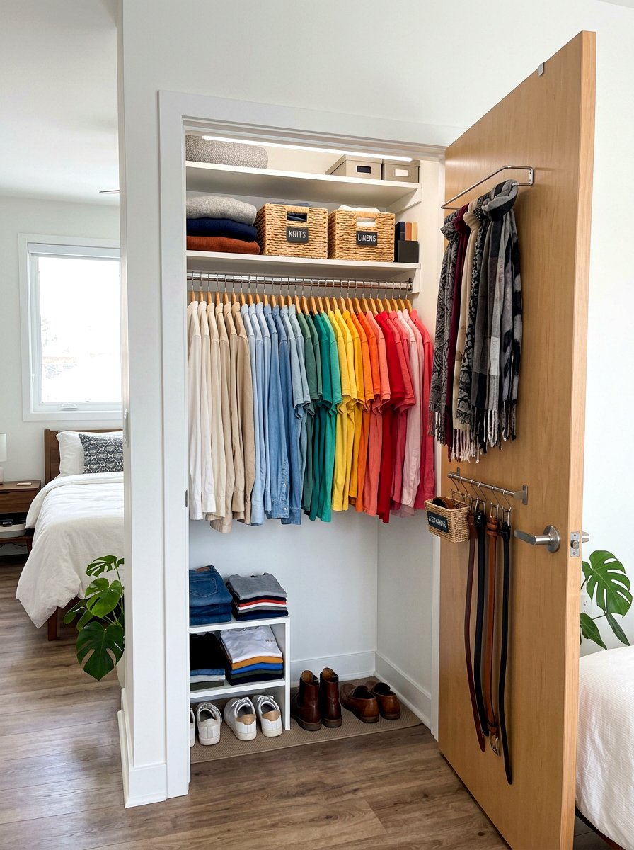 Small Closet Color Blocks - 30 color coordinated closet ideas