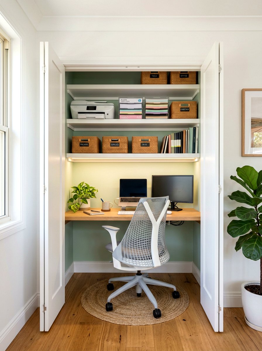Small Closet Office - 30 printer nook ideas