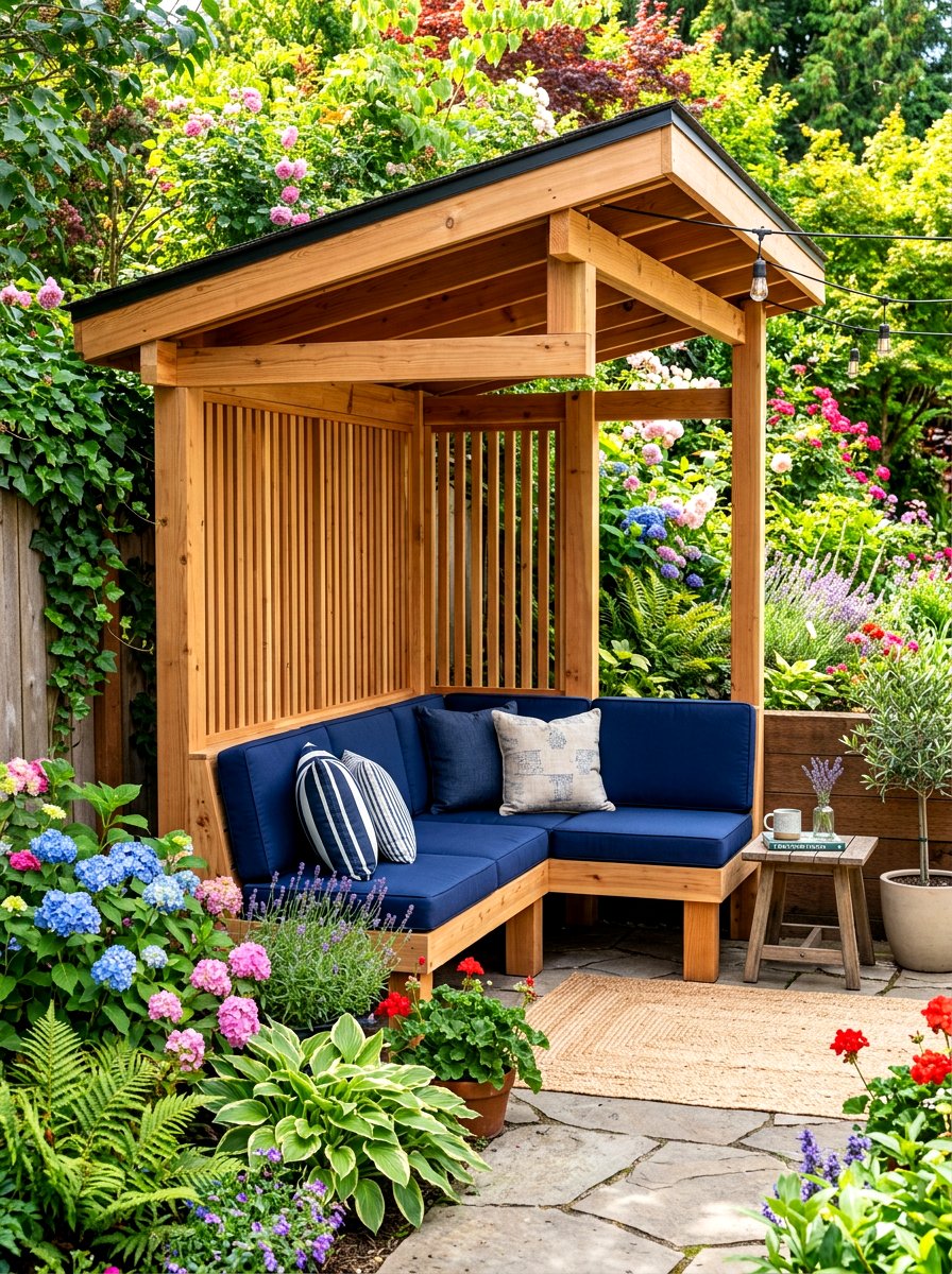 Small Corner Backyard Lounge Structure - 30 backyard cabana lounge ideas