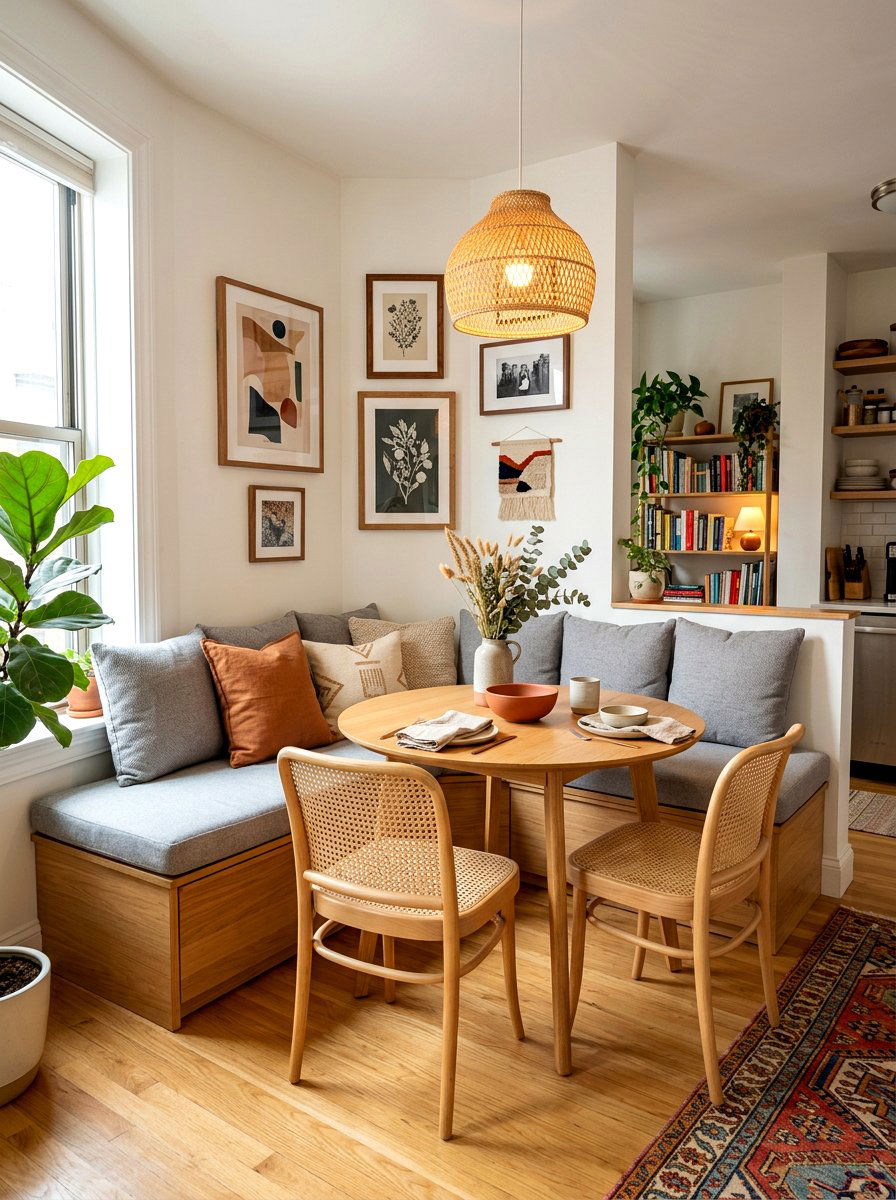 Small Corner Banquette - 30 compact apartment dining ideas