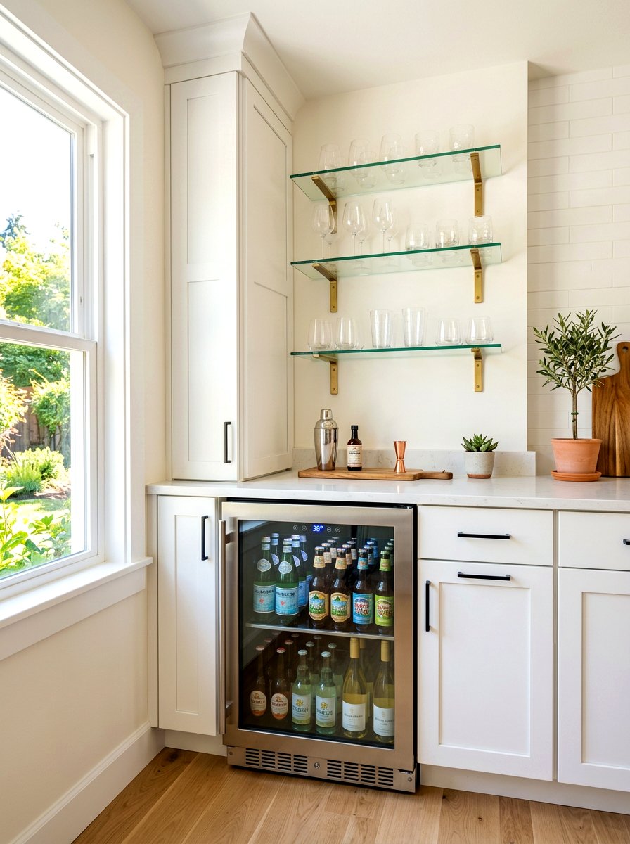 Small Corner Beverage Station - 30 beverage cooler cabinet ideas
