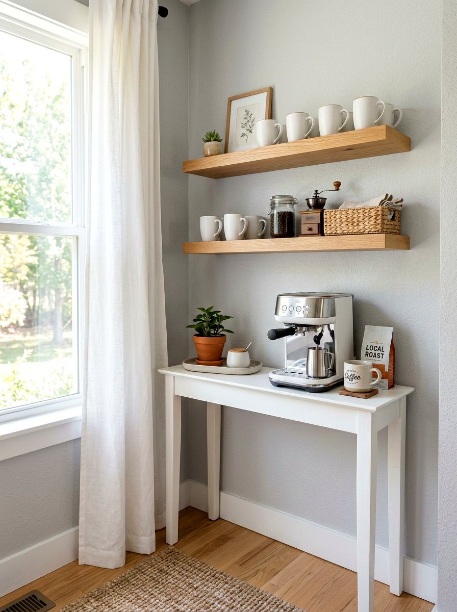 Small Corner Coffee Station - 30 kitchen coffee bar ideas