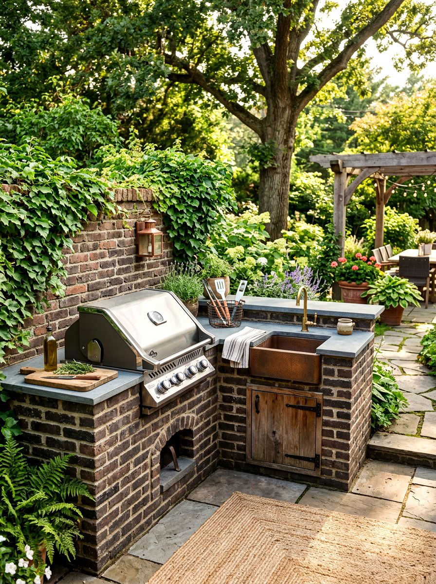 Small Corner Patio BBQ - 30 small outdoor kitchen ideas