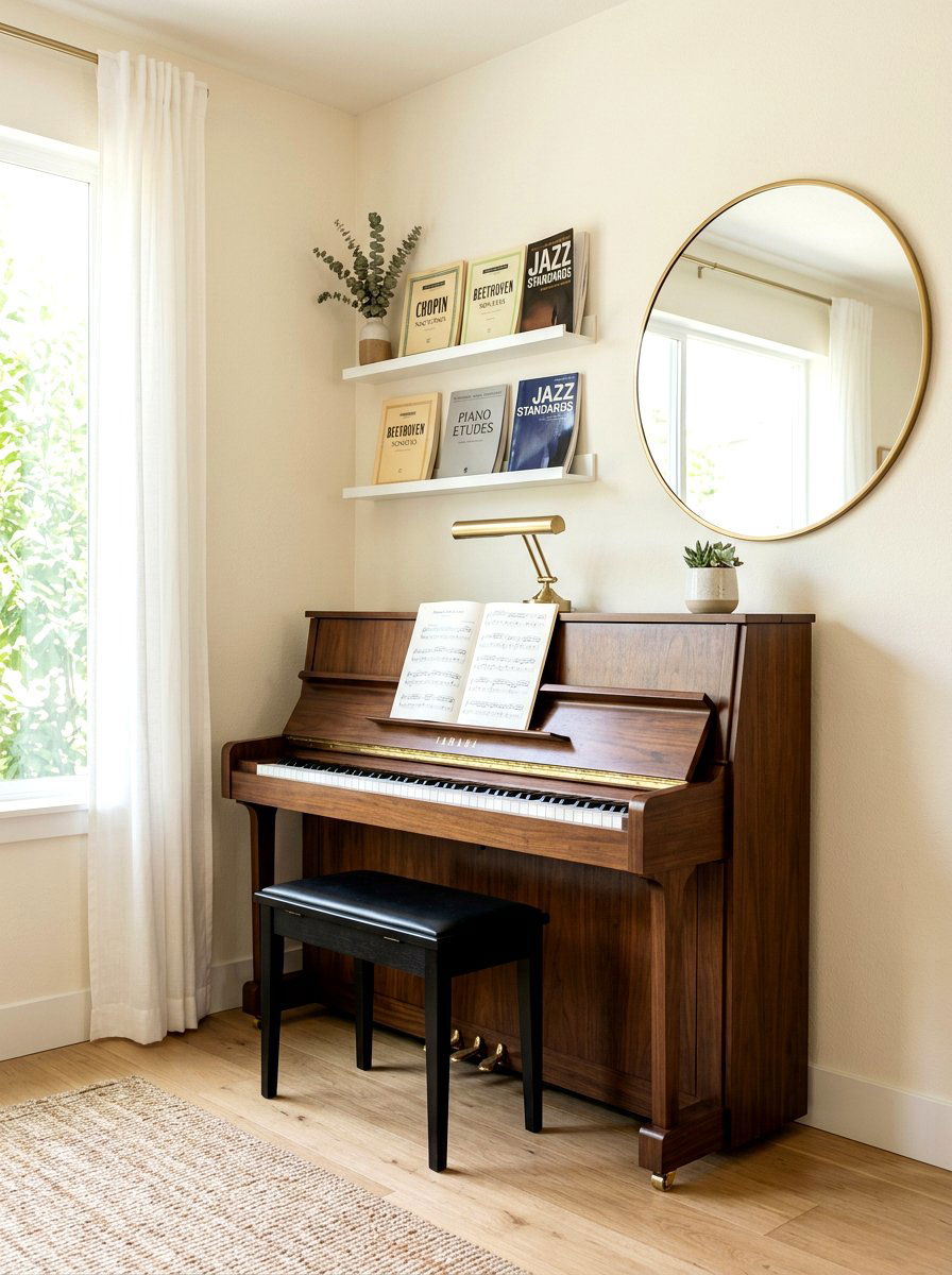 Small Corner Piano - 30 piano room ideas