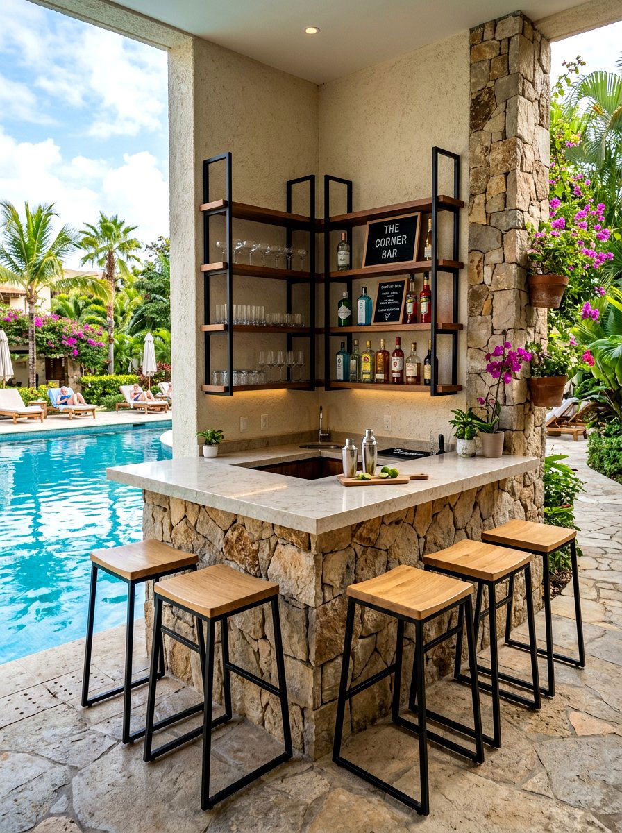 Small Corner Pool Bar - 30 poolside bar ideas