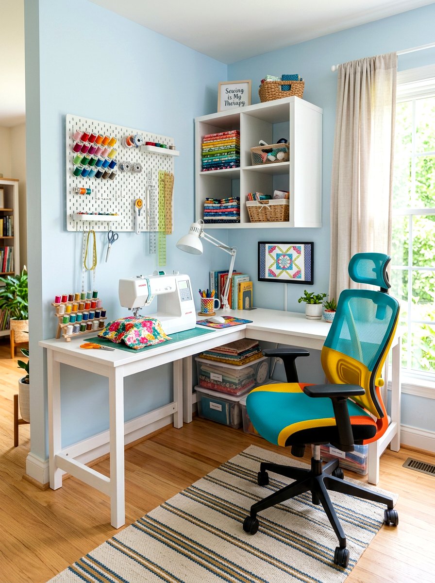 Small Corner Sewing Nook - 30 sewing room ideas