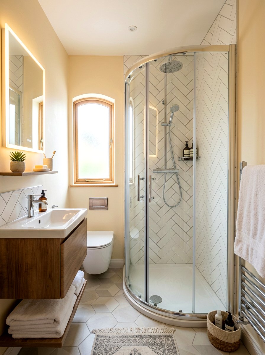 Small Corner Shower - 30 small cottage bathroom ideas
