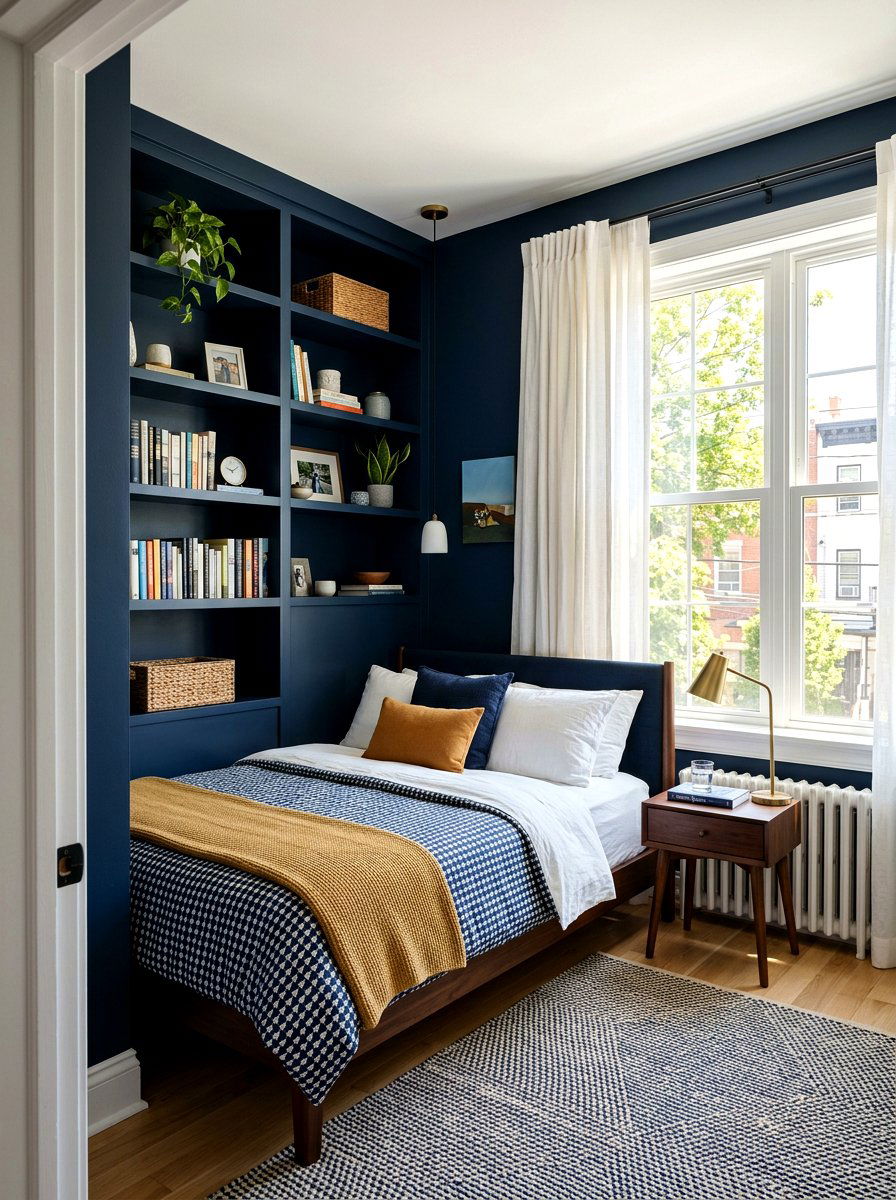 Small Dark Blue Bedroom - 30 inky blue bedroom ideas