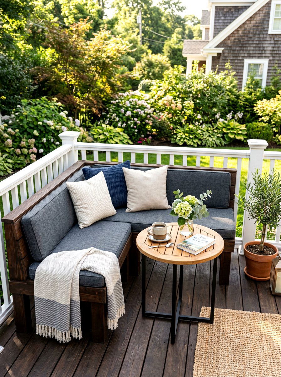 Small Deck Corner Bench - 30 small deck ideas