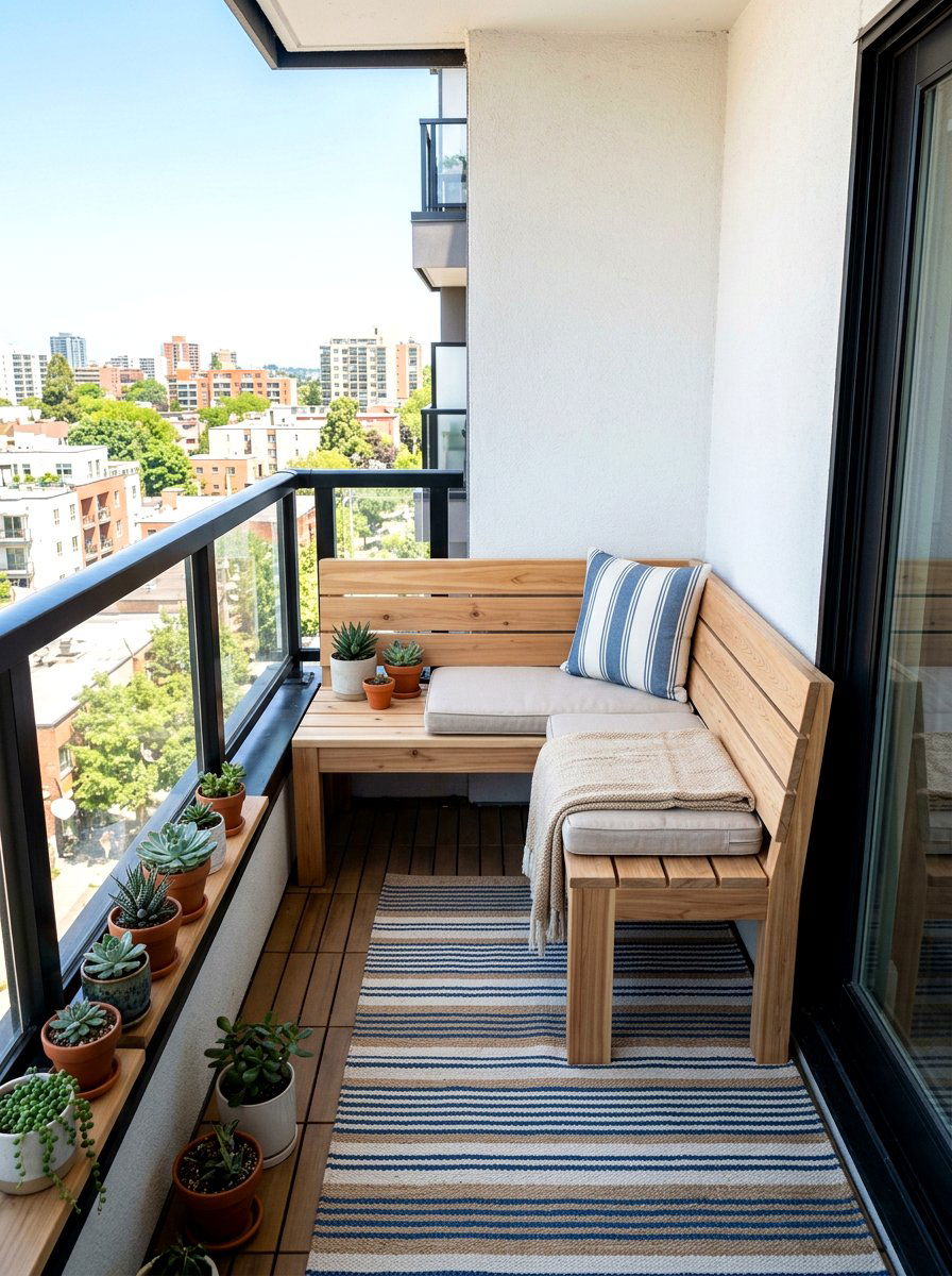 Small Deck Corner Bench - 30 deck built in seating ideas